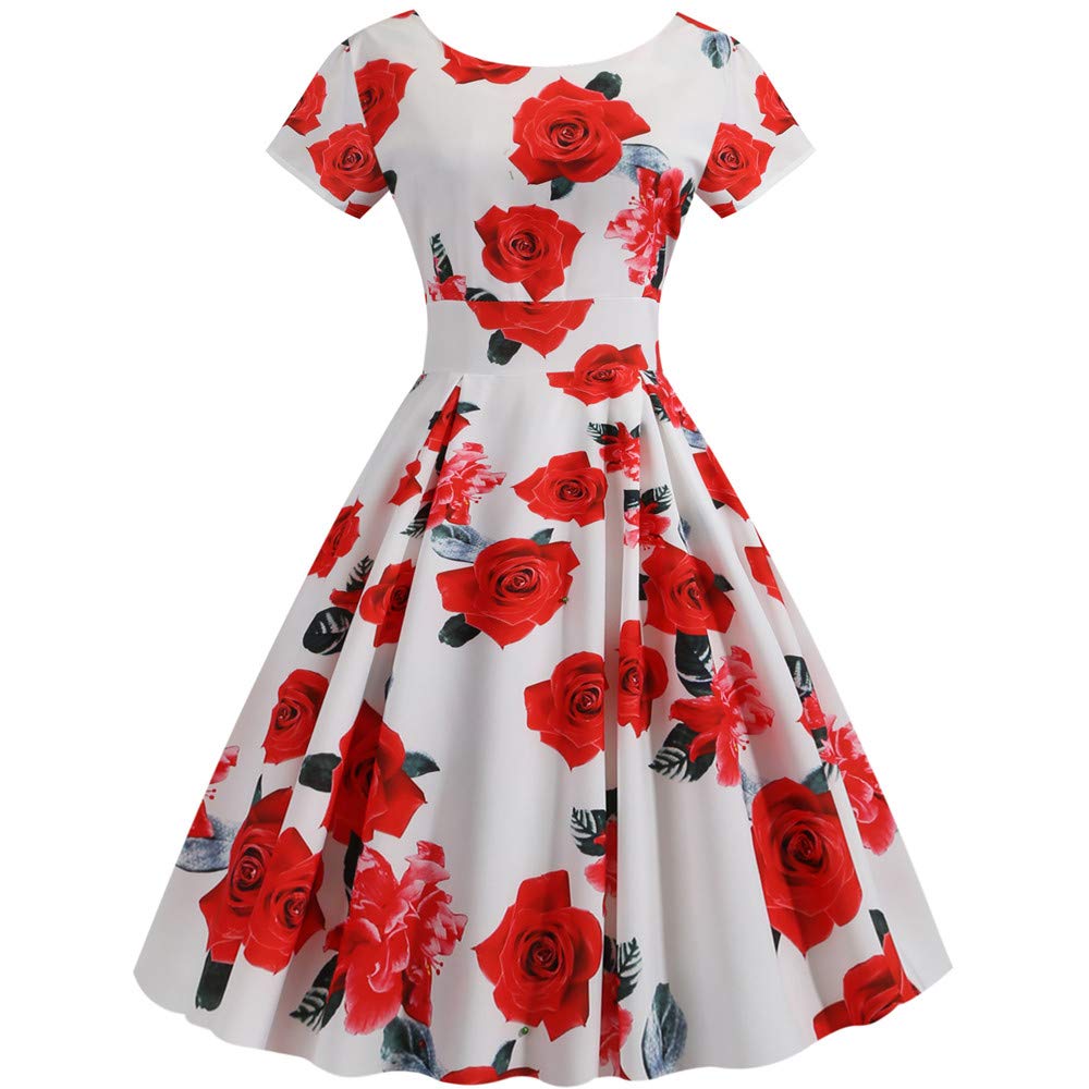 Discount Boutique Dress Round Neck Temperament Short-Sleeve Women's Floral Tutu Skirt Holiday Dress