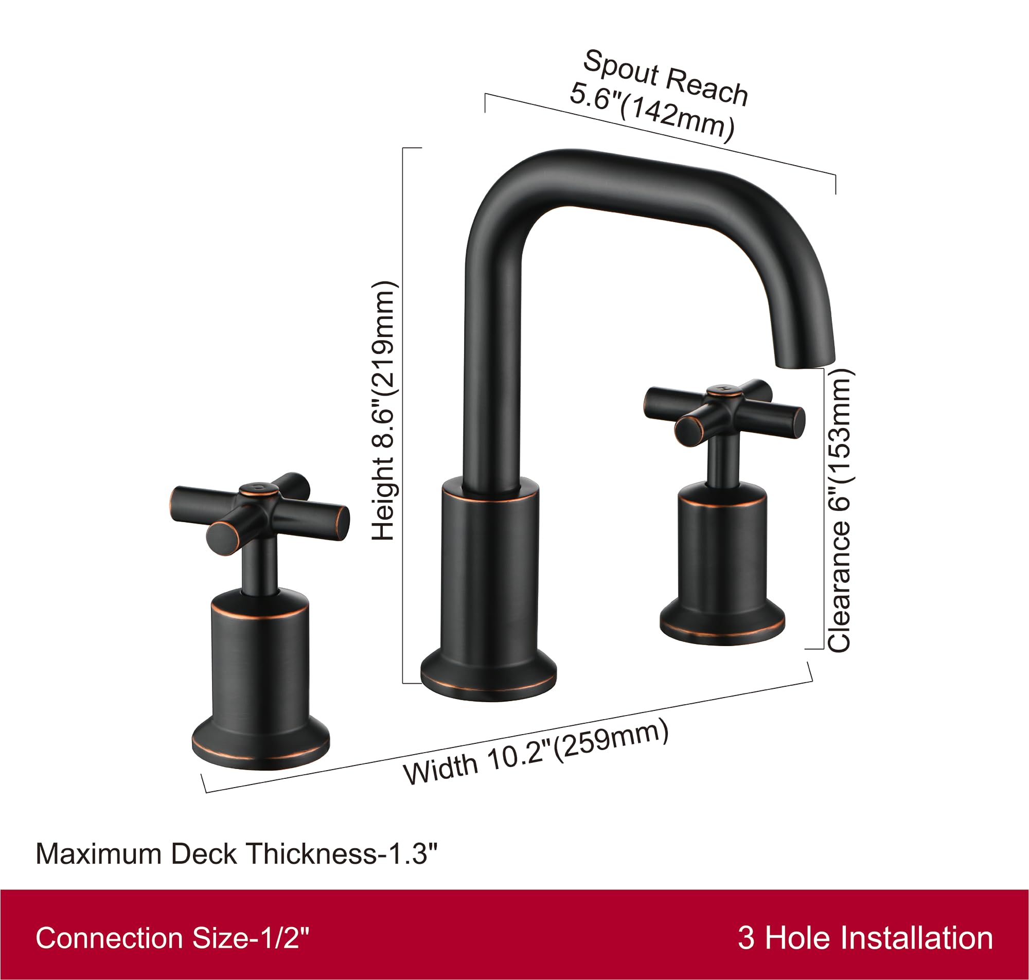 Duttao Two-Handle Widespread Bathroom Faucet, Bathroom Faucets for