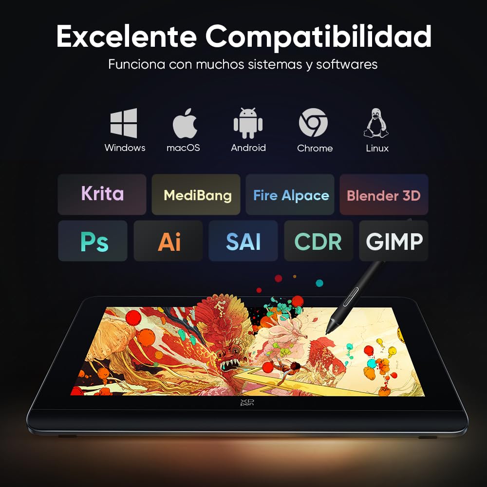 XPPEN Artist Pro14 Gen2 Tableta Gráfica con Pantalla con Lápiz 16K Niveles de Presión, Tableta Dibujo Digital 14 Pulgadas con Teclado Inalámbrico, Compatible con Windows,Mac,Android,Chrome,Linux