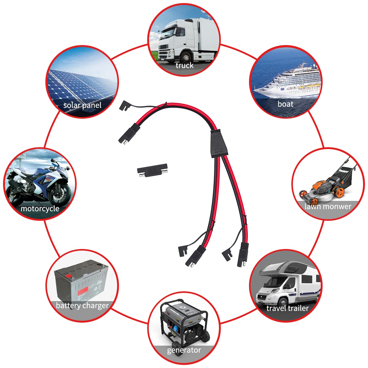 Sae Extension Cable Billion Wealth 2Feet / 65cm 14 AWG SAE Connector Y Splitter 1 To 4 Extension Cable Compatible With Solar Connection And Transfer Sae Splitter Sae Extension Cable Billion Wealth 2Feet / 65cm 14 AWG SAE Connector Y Splitter 1 To 4 Extension Cable Compatible With Solar Connection And Transfer Sae Splitter