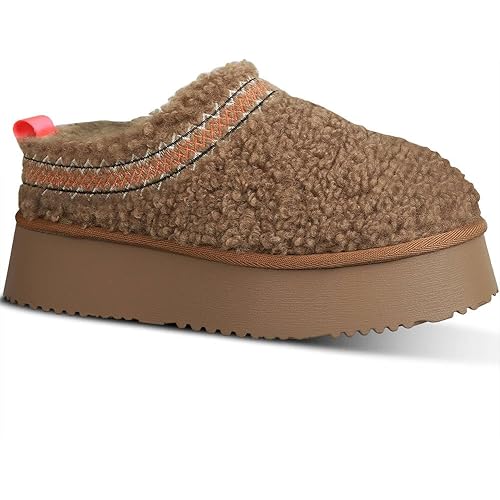 Women's Platform Slippers Mini Boots Braid Slippers with Plush Fleece Lining Fuzzy Slippers for Women Slip on Clogs