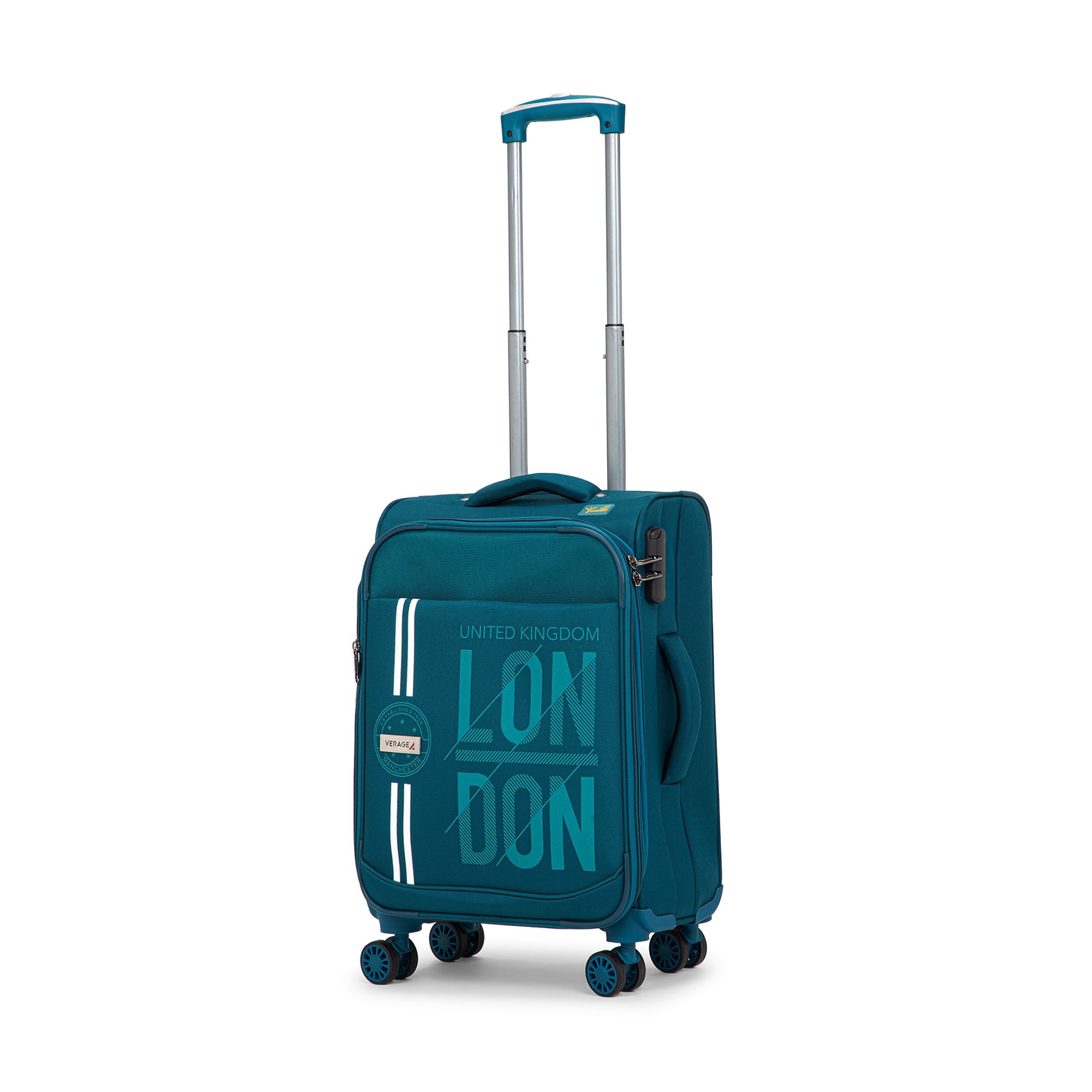 Verage Moscow 59 cm Soft Sided Cabin Carry Expandable Suitcase Luggage Bag with Telescopic Trolley and 360 Spinner 8 Wheels (Teal Blue, 20 Inch)