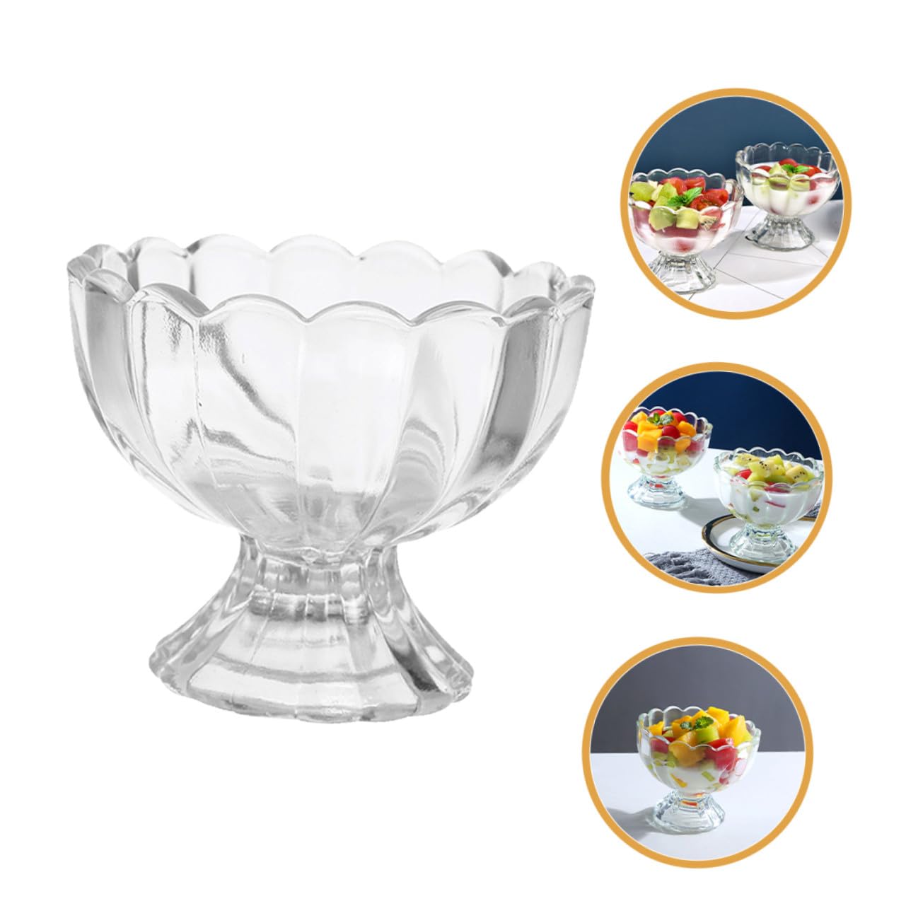 Cabilock Coppe Gelato Vetro 150ml, 6 Pezzi, Tazza Dessert a Tulipano | Atmosfera Estiva, Bicchieri da Dessert Trasparenti, Facili da Pulire e Salvaspazio per Piccole Cucine