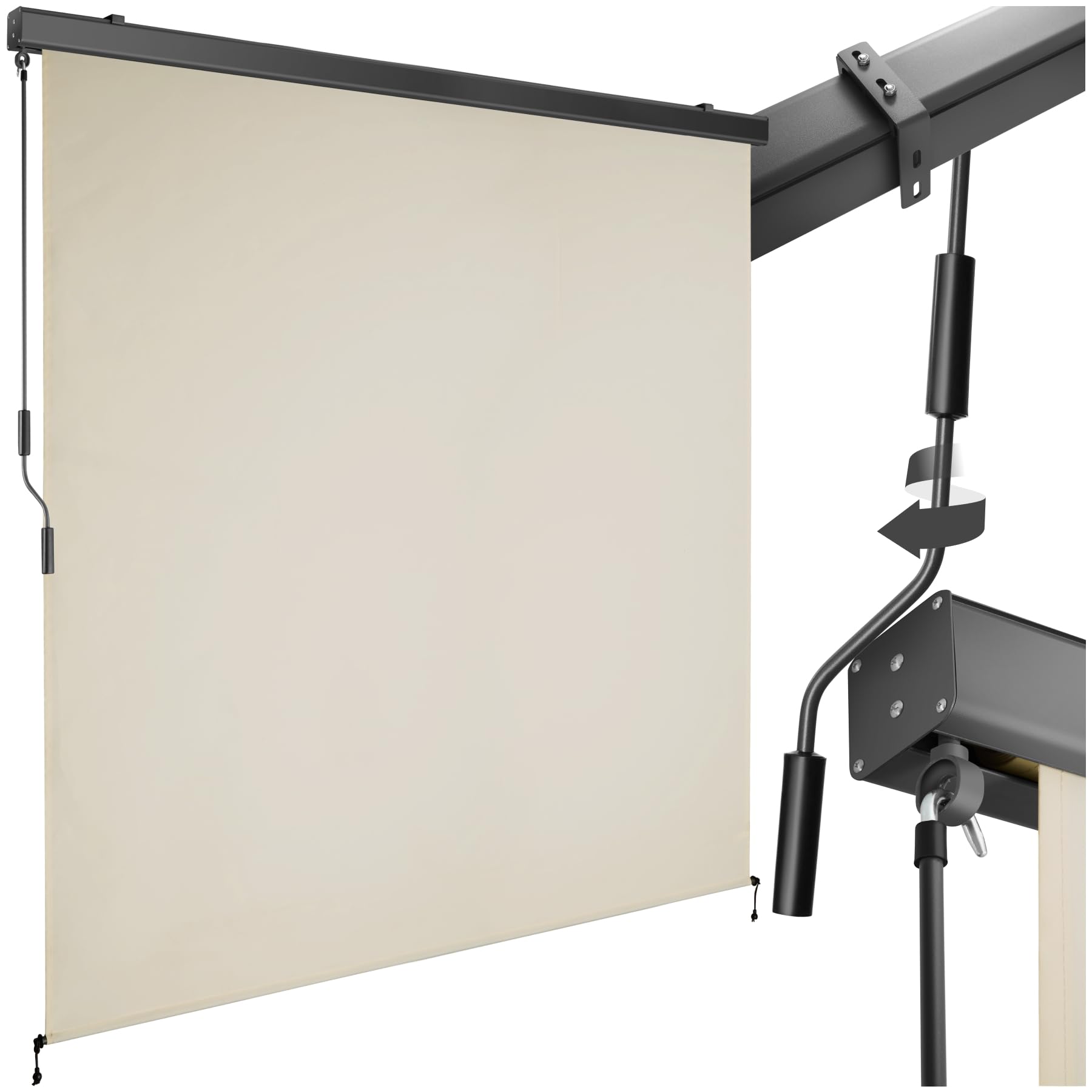 Tectake Tenda da Sole Verticale a Rullo con Manovella 180x250 cm Beige Impermeabile Protezione UV
