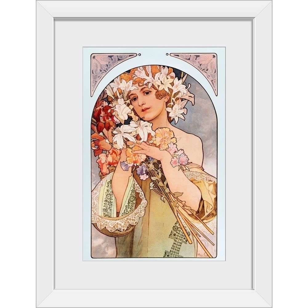 専用他の方発送×Alphonse Mucha 【椿姫】USA 証明書あり Amazon.com: GREATBIGCANVAS by Alphonse Mucha: 'The Flower' White