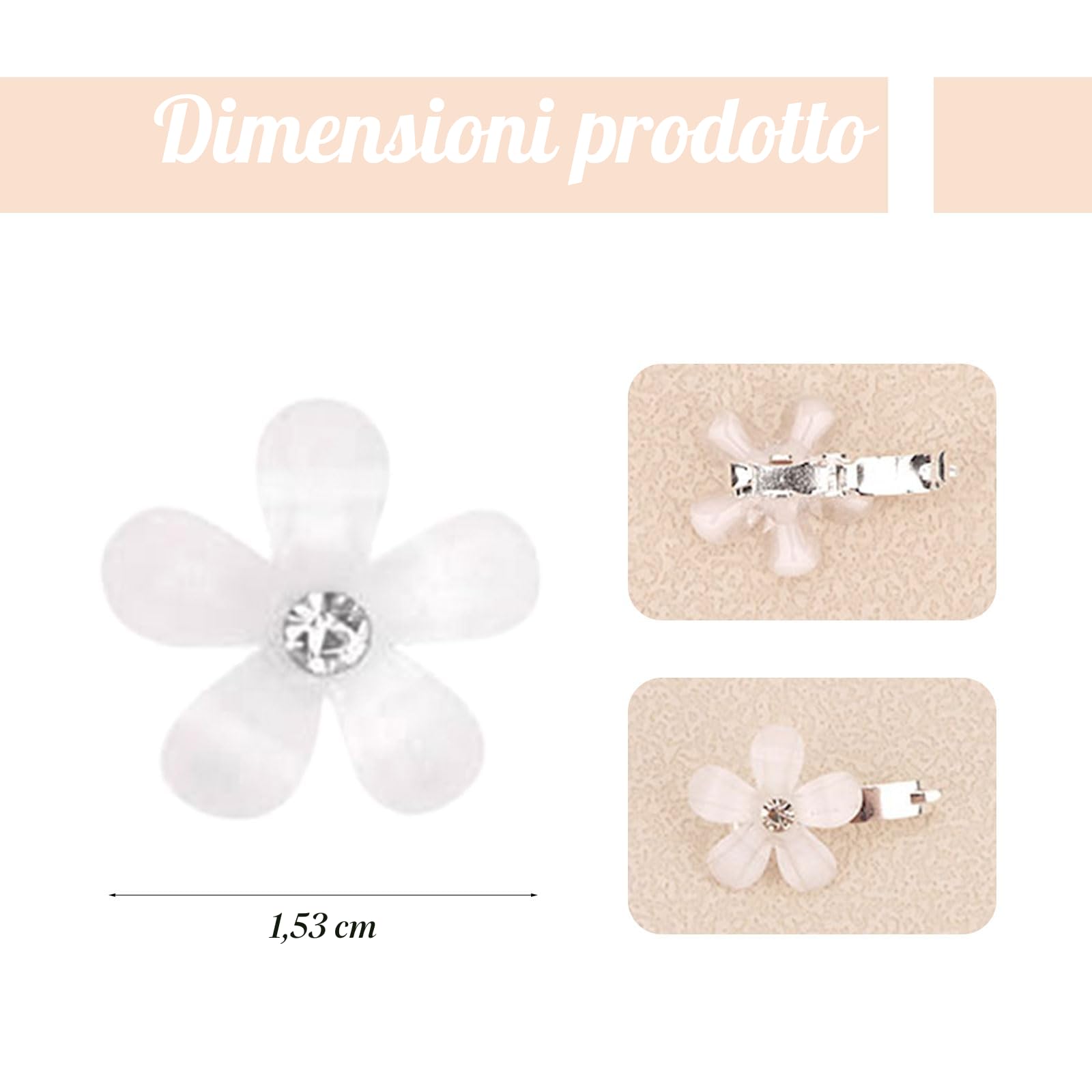 Mezrkuwr 10 Mini Fermagli per Capelli Bianchi con Strass - Graziosi Accessori Decorativi per Acconciature da Sposa - Forcine Floreali