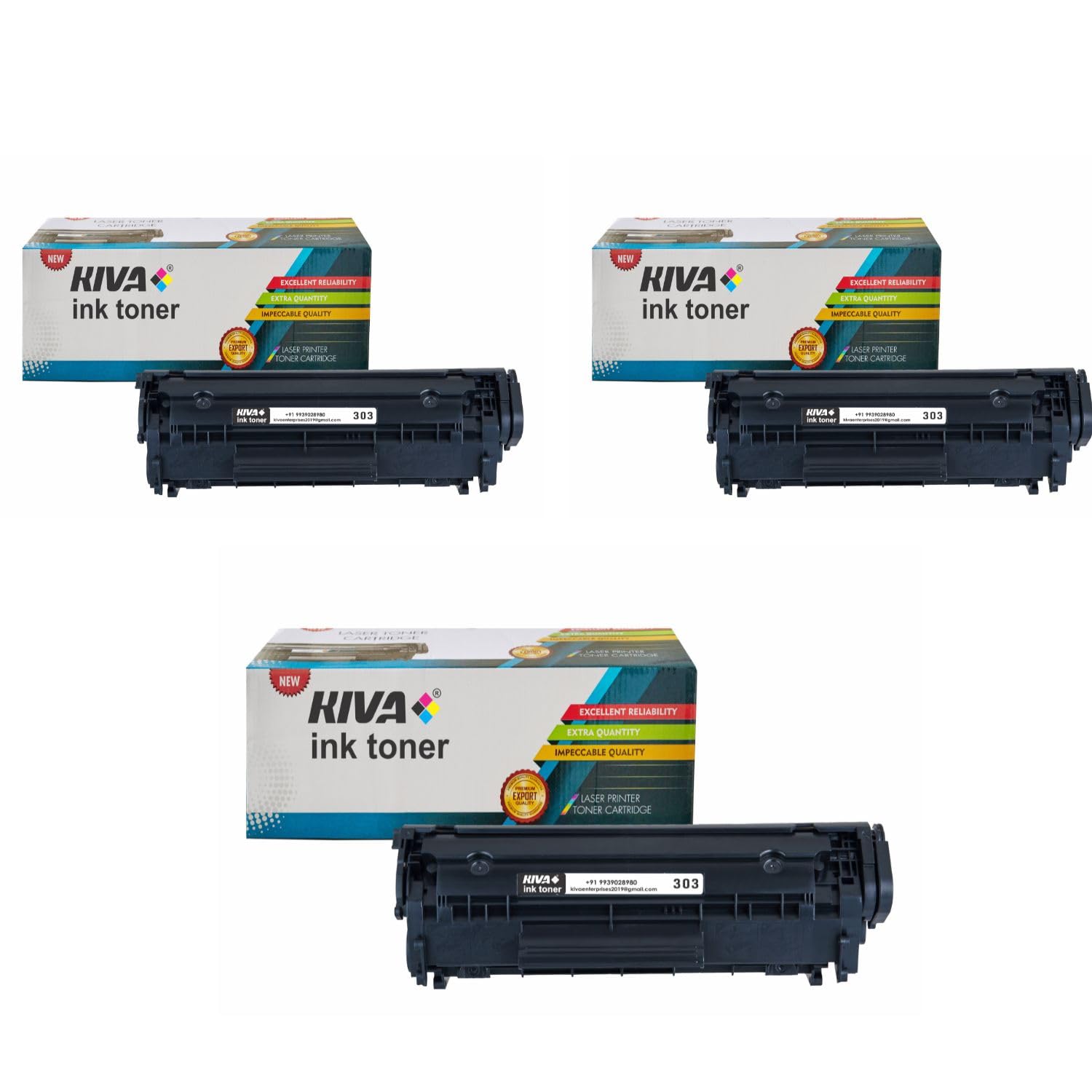 KIVA ink toner LBP 2900B / 303 (Set of 3) Black Toner Cartridge Compatible for Canon Laserjet Printer LBP 2900B , 3000.