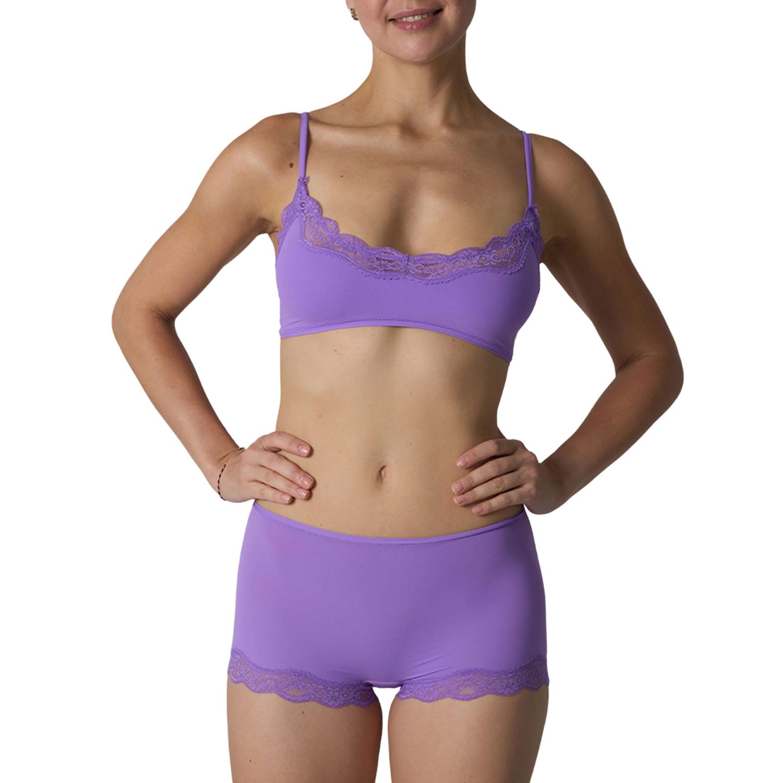 Bralette sans armatures en dentelle et boxer short confort absolu pour femme - 8