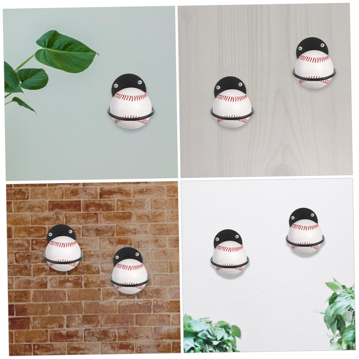 Hemoton 3Sets Wall Mount Baseball Holder Display Rack for Baseballs Versatile Storage for Home Office Garage and Shops Decorative Baseball Base