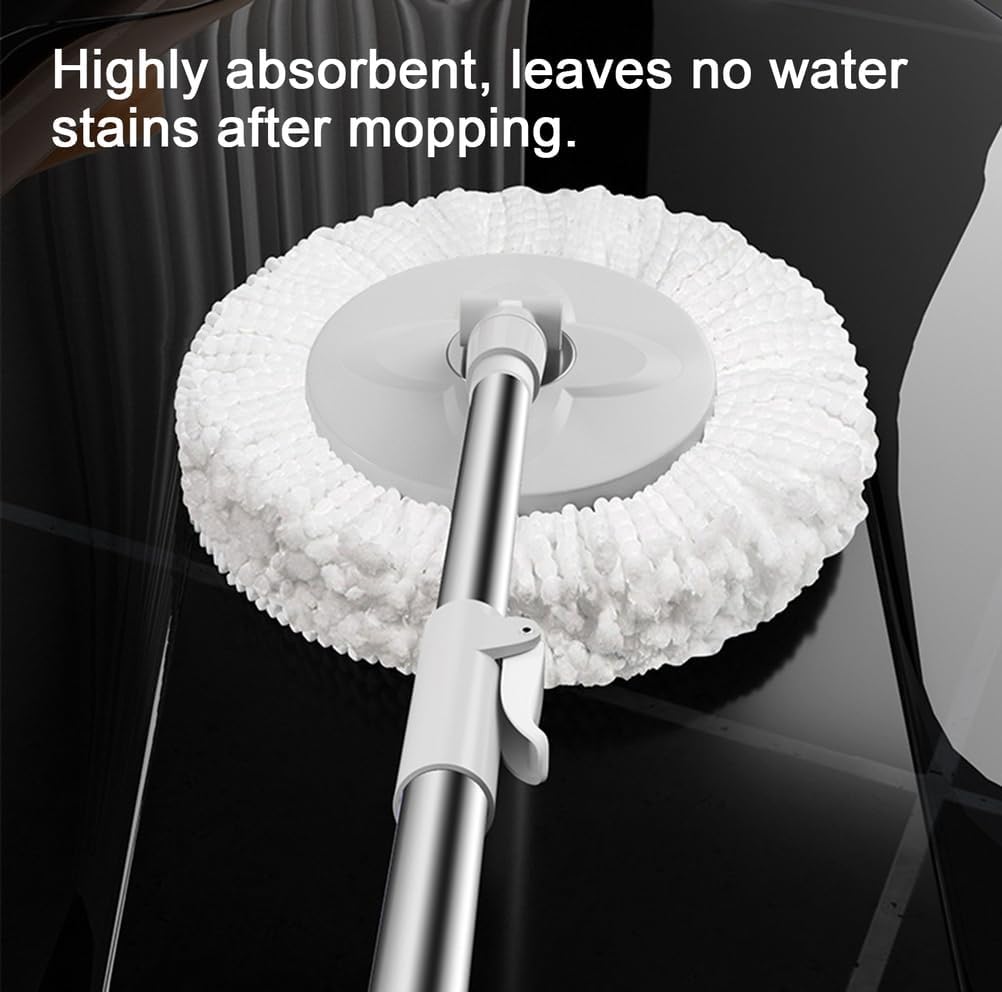 Mop Bucket Set – 360-degree Rotating mop | Hands-Free Household Cleaning Tool, Stainless Steel Handle, 2 Microfiber Heads for efficient Floor Cleaning, Detachable and Foldable