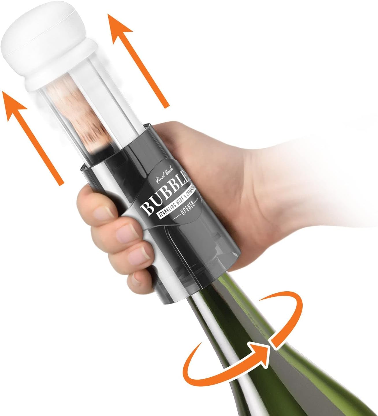 Final Touch Bubbles Sparkling, Champagne, Bubbly Glass Set with Opener - 10 oz (300 ml)