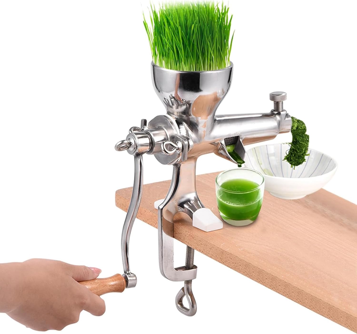 Manual Wheatgrass Juicer, Manual Wheatgrass Juicer Extractor, Improv The Efficiency of Juice Extraction, Separate Design, Juice Flowing Out Smooth and Fast, for Wheat Grass, Fruit, Veget