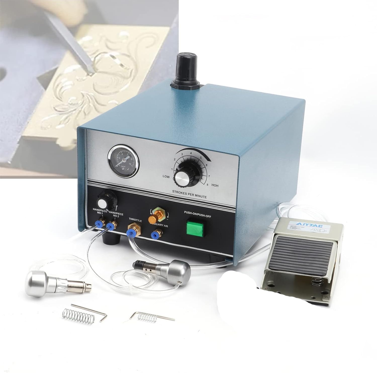 XNXYSMKJ Jewelry Engraving Machine, Double-Head Pneumatic Impact Engraver for Jewelry, Handicrafts,Wrought Iron Products,Versatile Applications