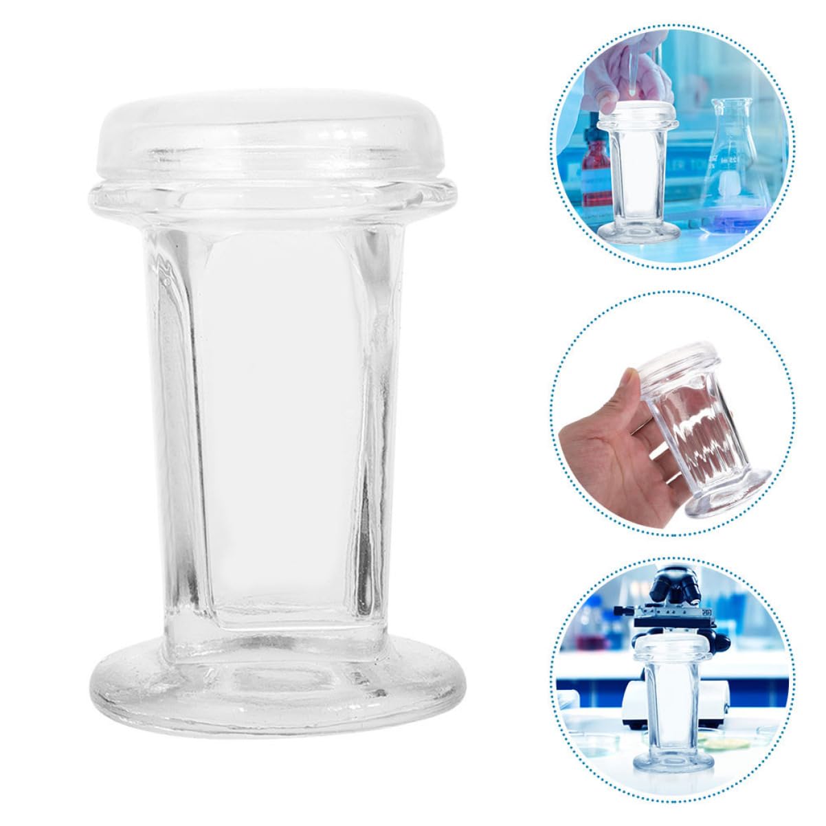 MAGICLULU Barattolo per Colorazione in Vetro Coperchio da 3 Pezzi, Capacità 60 Ml, Contenitore Trasparente per Campioni Cellulari e Istologia, per Vetrini da Microscopio Fino a 5 Unità, Uso