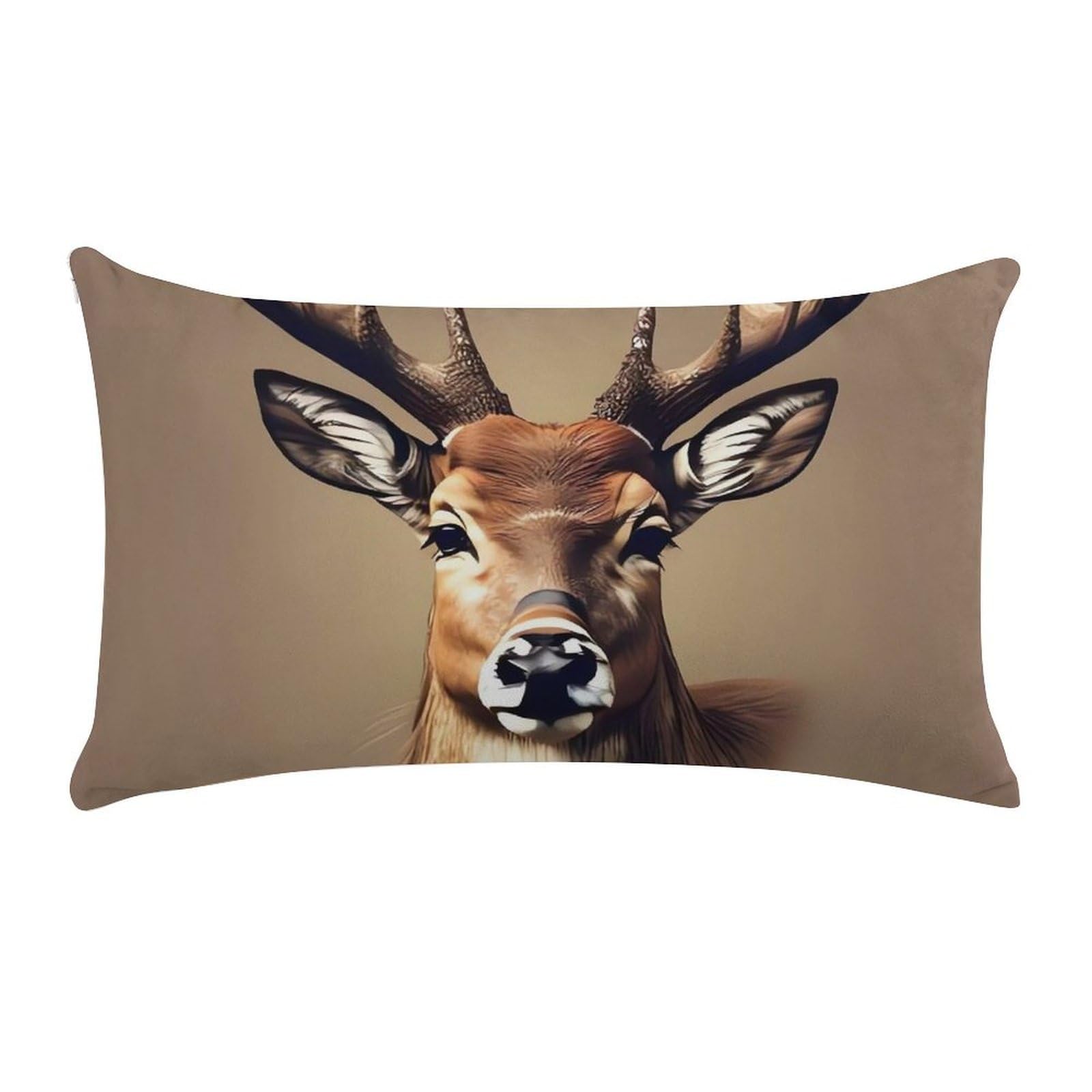 Deer Head Printing Pillow Cases for Sofa, Super Soft Plush Pillow Cover with Zipper, Luxury Cozy Pillow Shams for All Seasons, Lightweight Pillowcases for Bedroom, 12" X 20"