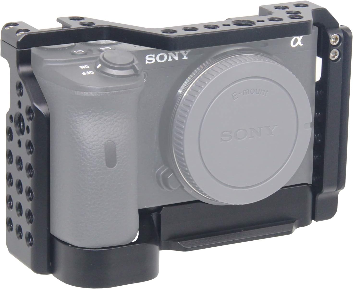 Hot Deals Easy Hood Vlog Camera Cage for Sony Alpha A6600 ILCE-6600, Aluminum Alloy Vlogging Video Shooting Film Movie Making Rig Stabilizer with 1/4 Thread Hole, Cold Shoe and Locating Holes