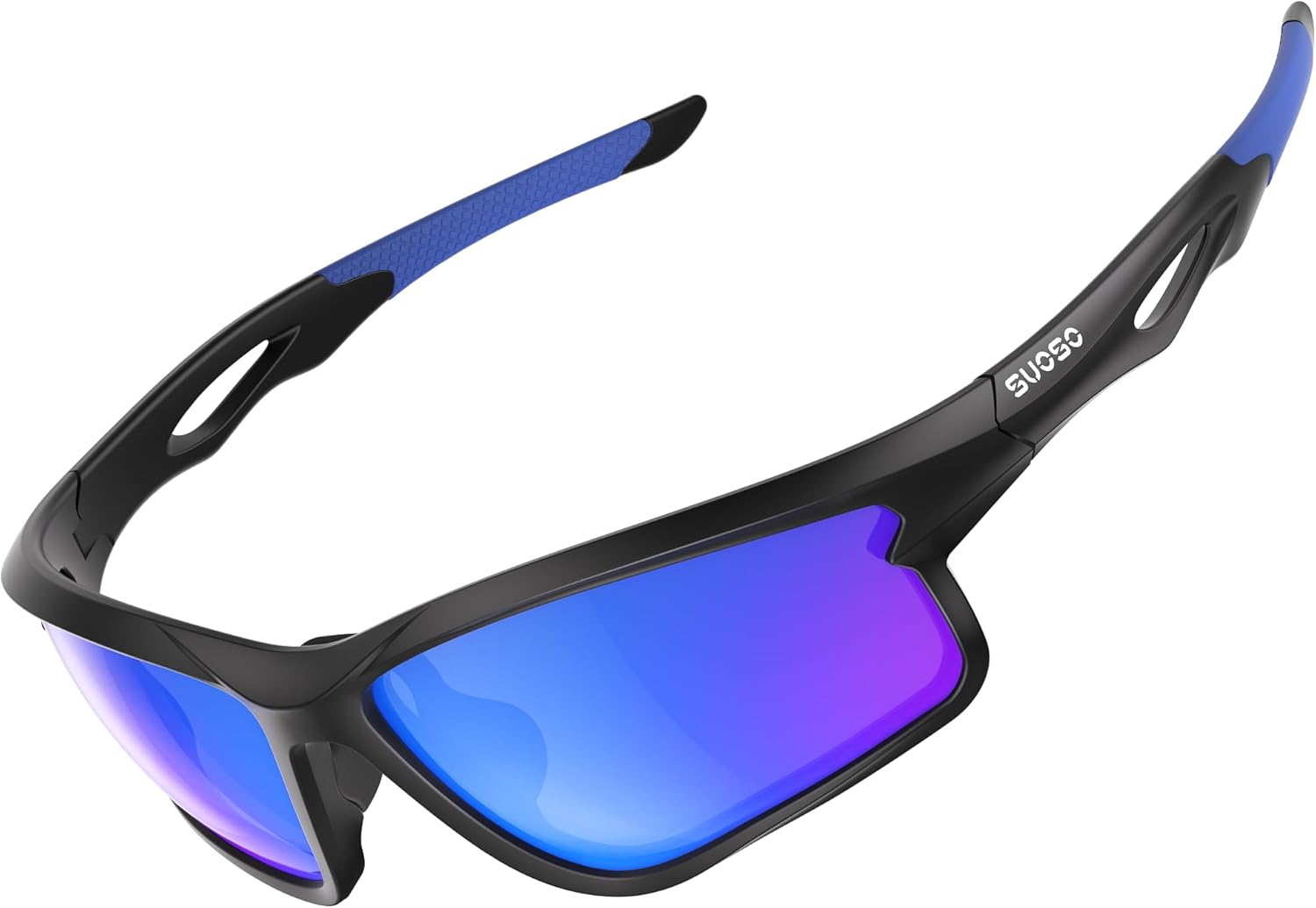 suoso Polarized Sports Sunglasses Men: Running Sunglasses Women Wrap Around Glasses for Fishing Driving UV400 Protection TR90