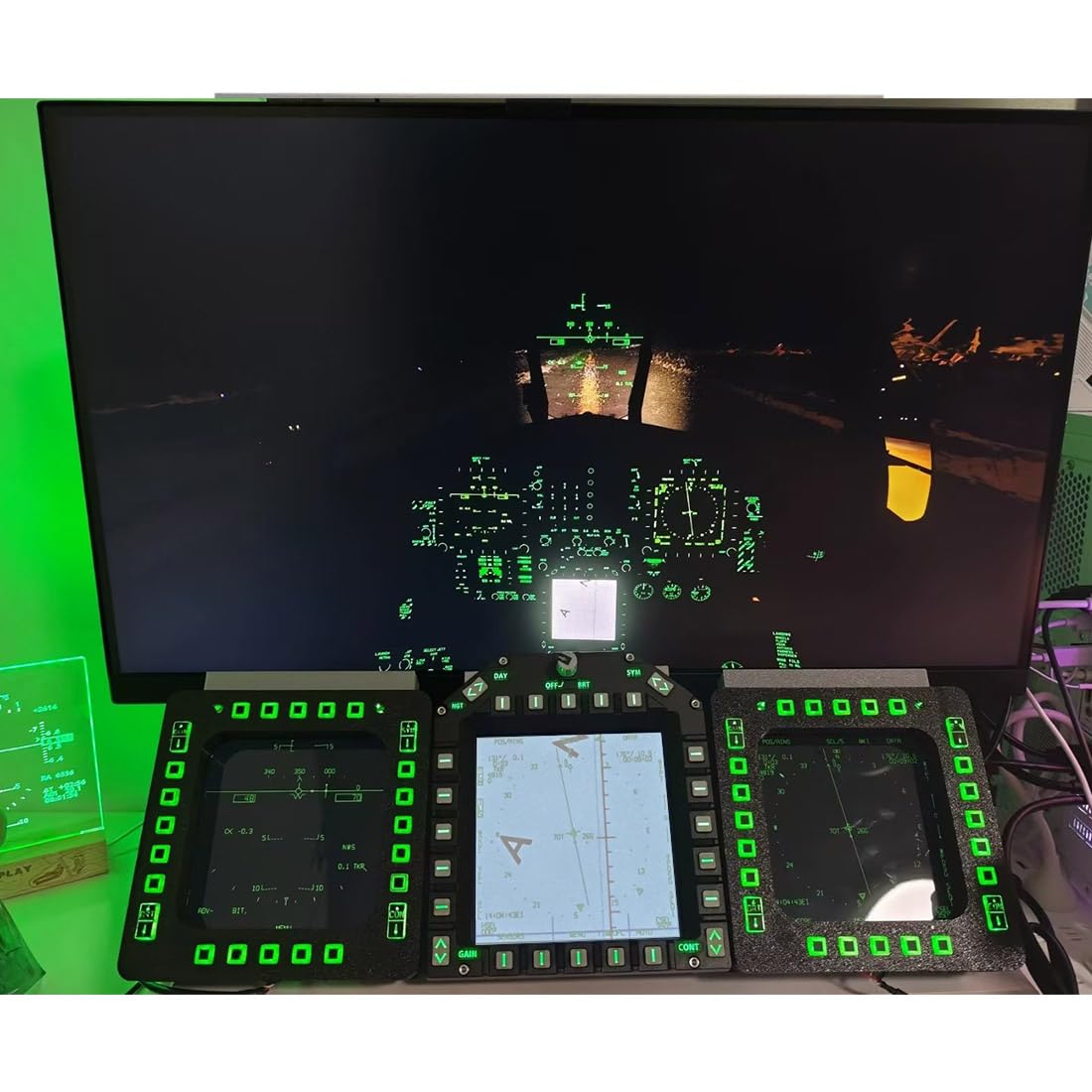 5-inch 2K Resolution 24-Key Fighter Jet Multifunction Display Panel (Dual Type-C + HDMI Ports), DDI Key Layout, Suitable For PC Flight Simulators, Compatible With JF-17, F/A-18, F-16 Aircraft