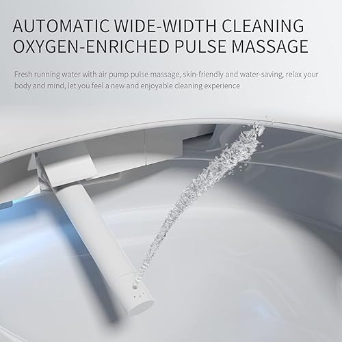 Miniatura 2 de Asiento de inodoro inteligente con control remoto inalámbrico y panel lateral, múltiples modos de pulverización, asiento con calefacción ajustable,