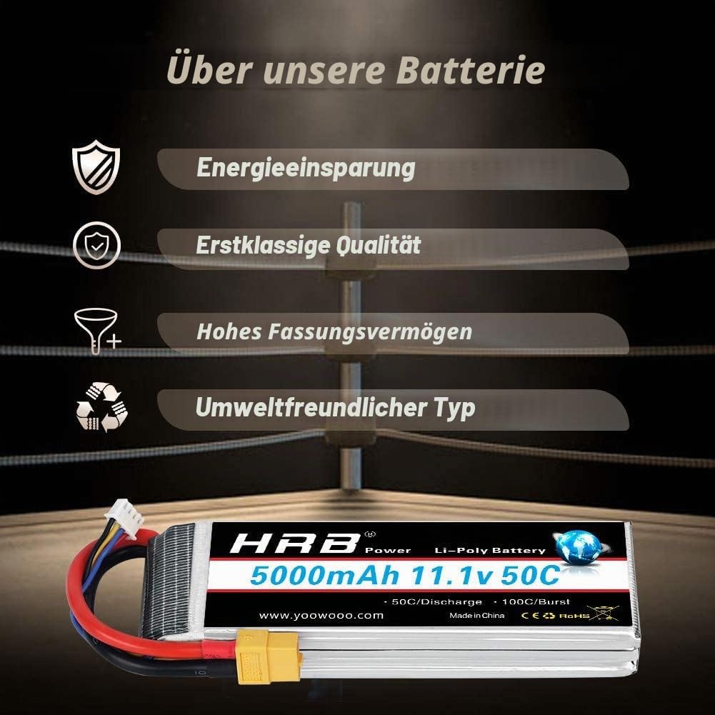 HRB Lipo akku 3S 11,1V 5000mAh 50C mit XT60 Steck für RC Hobby RC Auto Helikopter Fleugzeug
