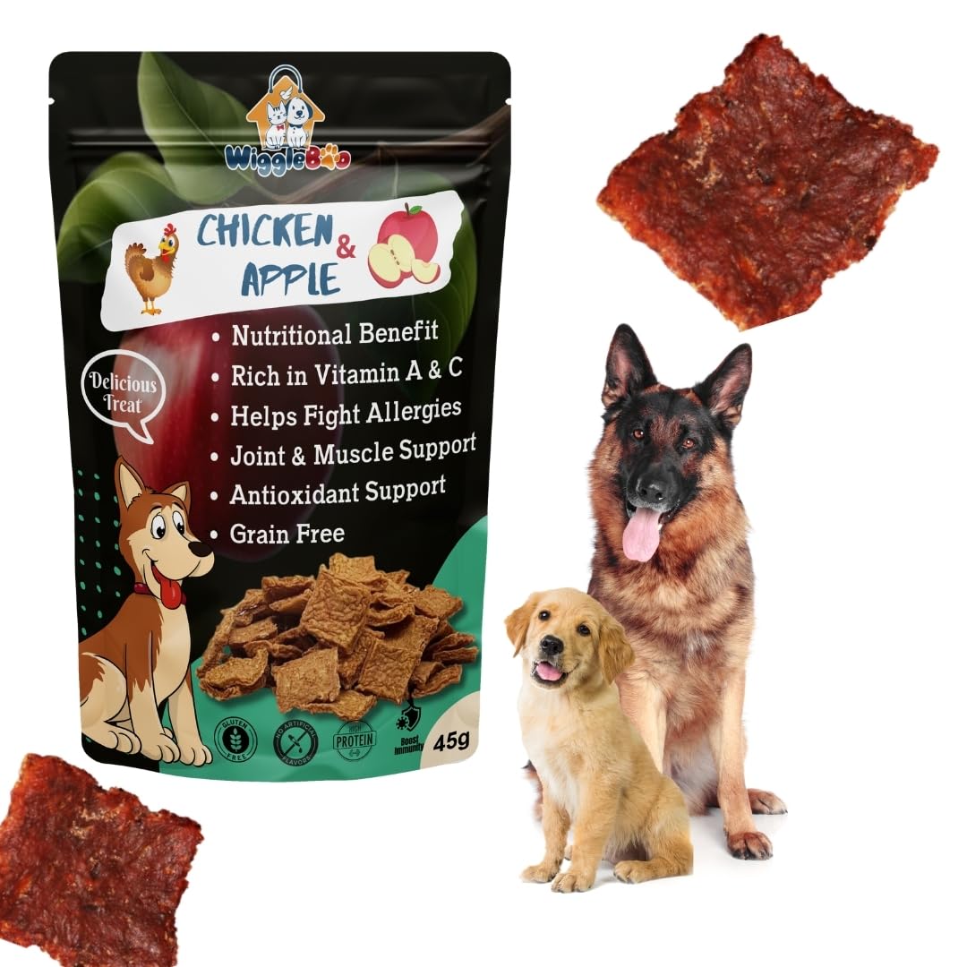 WiggleBoo Chicken & Apple Treat for Dog | Travel Friendly Pack | Protein Rich | Great Antioxidants | Crunchy Healthy Snacks (Chicken & Apple 45 Grm) (B0BG4YB4XJ) Amazon Price History, Amazon Price Tracker