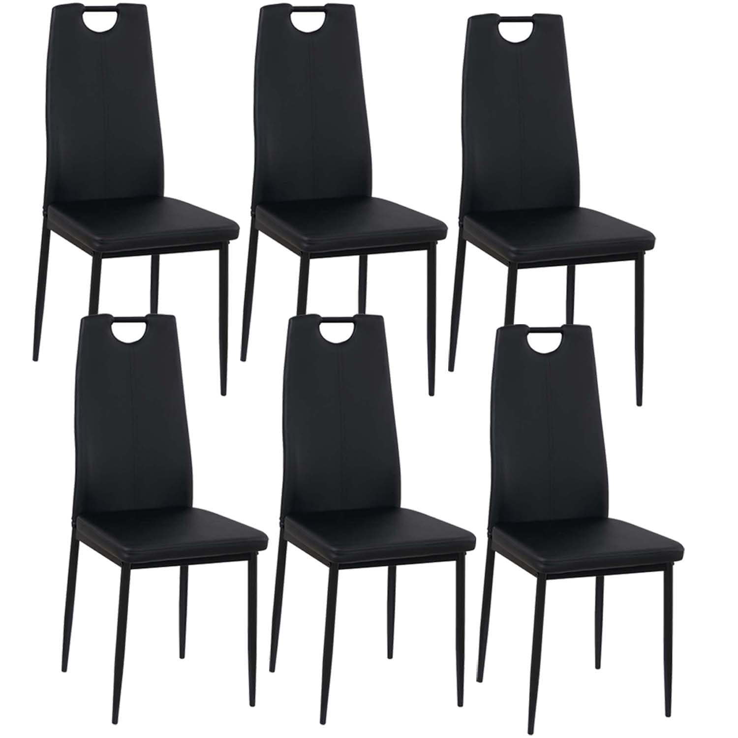 buybyroom Sillas de Comedor Pack 6, Sillas Cocina Acolchadas Modernas, Patas de Metal, Aptas para Sillas de Salón, Cocina, Oficina de Invitados, Negra