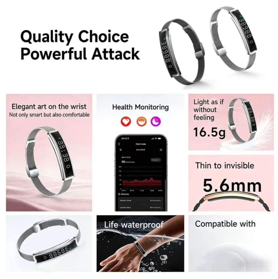 Schlafüberwachungsarmband mit Vibrationsalarm, Schlafüberwachung und Aktivitätstracker mit Herzfrequenzmesser, wasserdichtes Sportarmband für Schlafüberwachung und Training