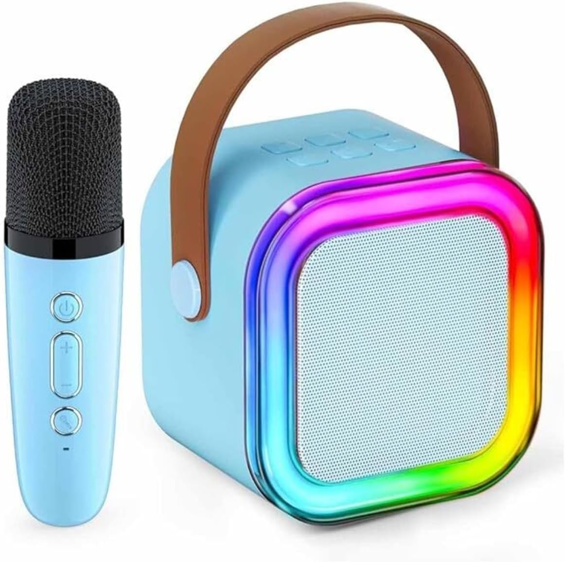 INEFABLE Mini Karaoke Machine Microphone Portable Bluetooth Wireless Speaker with Wireless Mic for Music Toys Christmas Birthday Gifts for Girls & Boys 4,5,6,7,8,9,10,11,12 Year Old - Set of 1 (Blue)