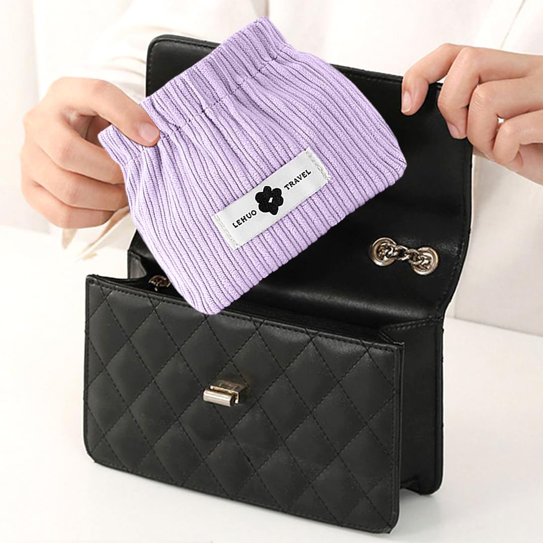 Borsette Eleganti Multifunzione 2 Borsette In Velluto Elastico Per Trucco E Accessori - Piccole, Portatili, Con Chiusura A Scatto, Colori Albicocca E Viola