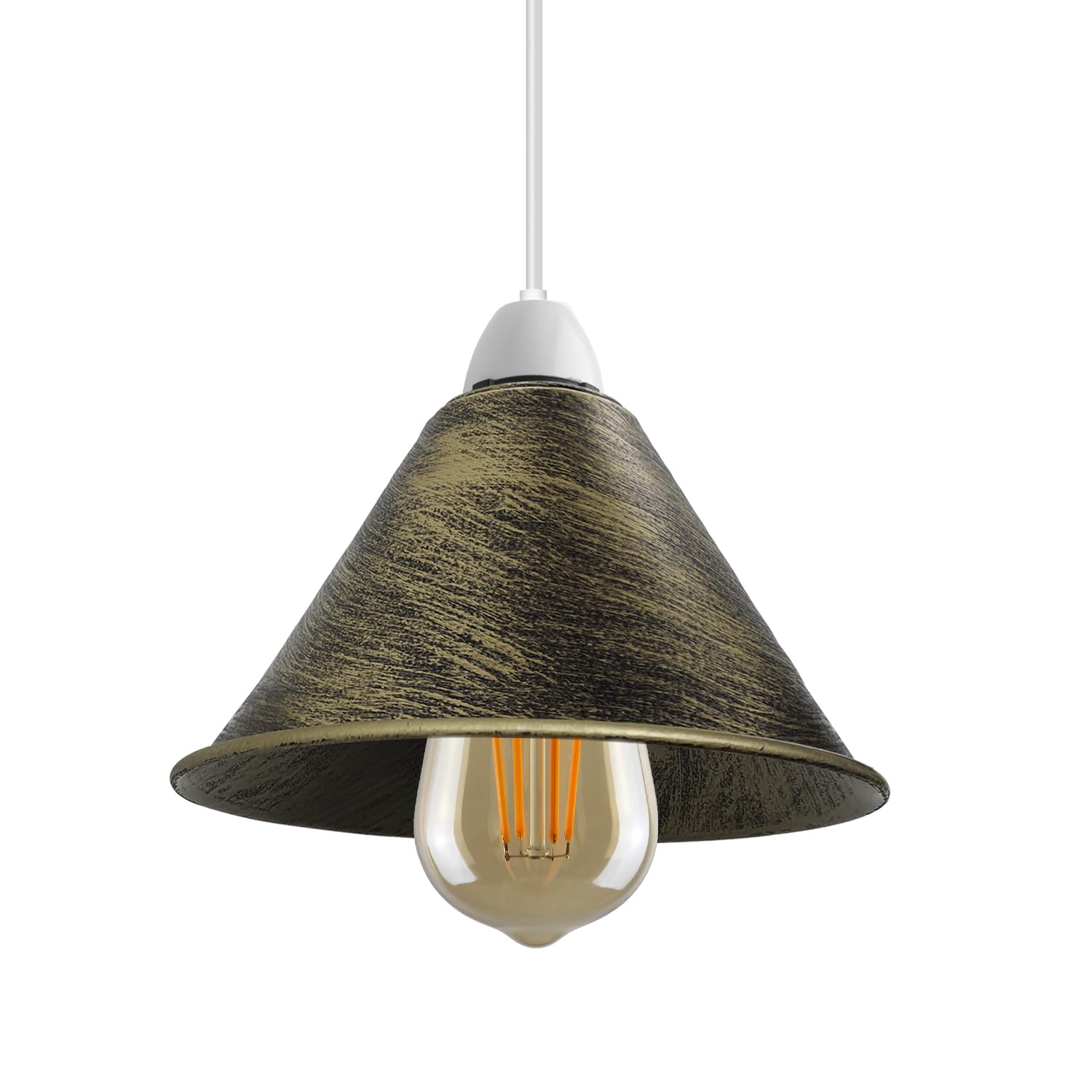 Ledsone Brushed Brass Metal Lamp Shades,18Cm Light Shade Modern Lampshades For Ceiling Lights Table Lamps And Floor Lamps, Easy Fit Rustic Pendant Light Shades Ceiling For Living Room, Bedroom (Brushed Brass)