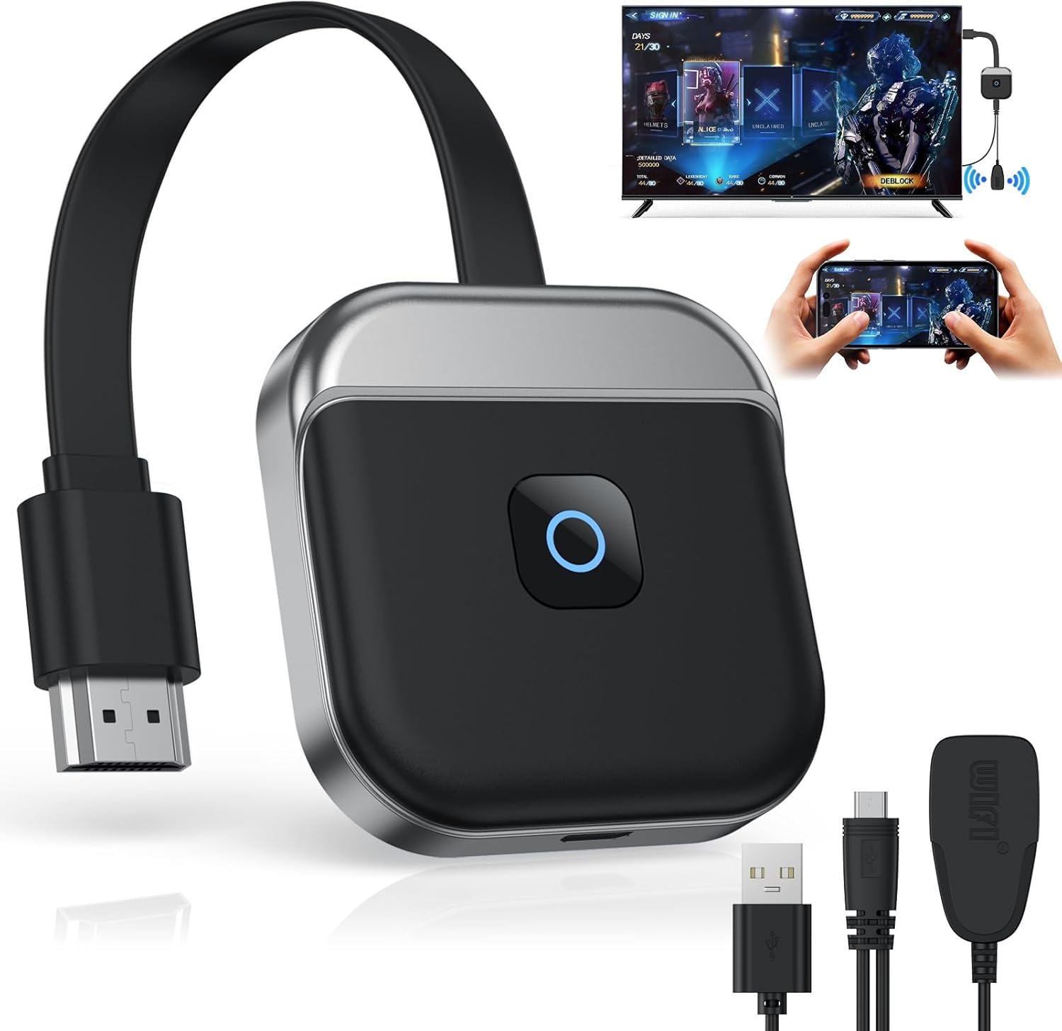 Adattatore HDMI Wireless Rfish - Trasmetti Video 4K Da Smartphone E PC A TV, Dual-Band 2.4/5 GHz