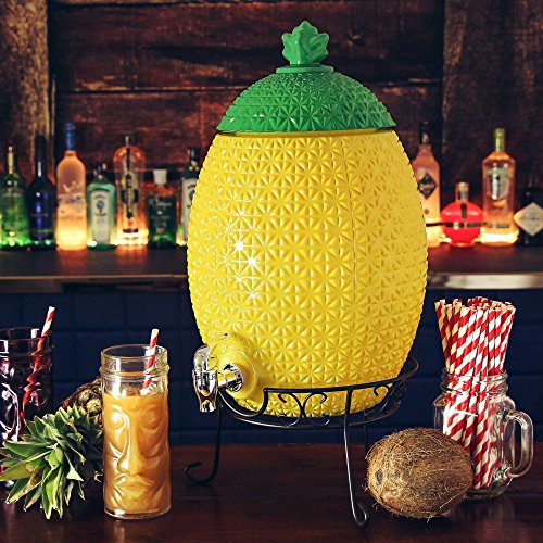 bar@drinkstuff Distributeur de boisson en verre en forme d'ananas avec support 9,5 litres