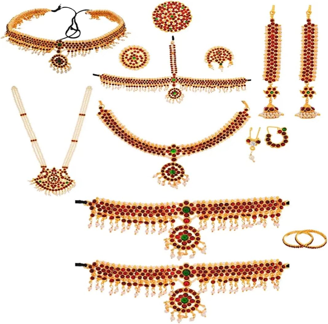 AXXIM Classical Bharatanatyam Jewellery Set For Women