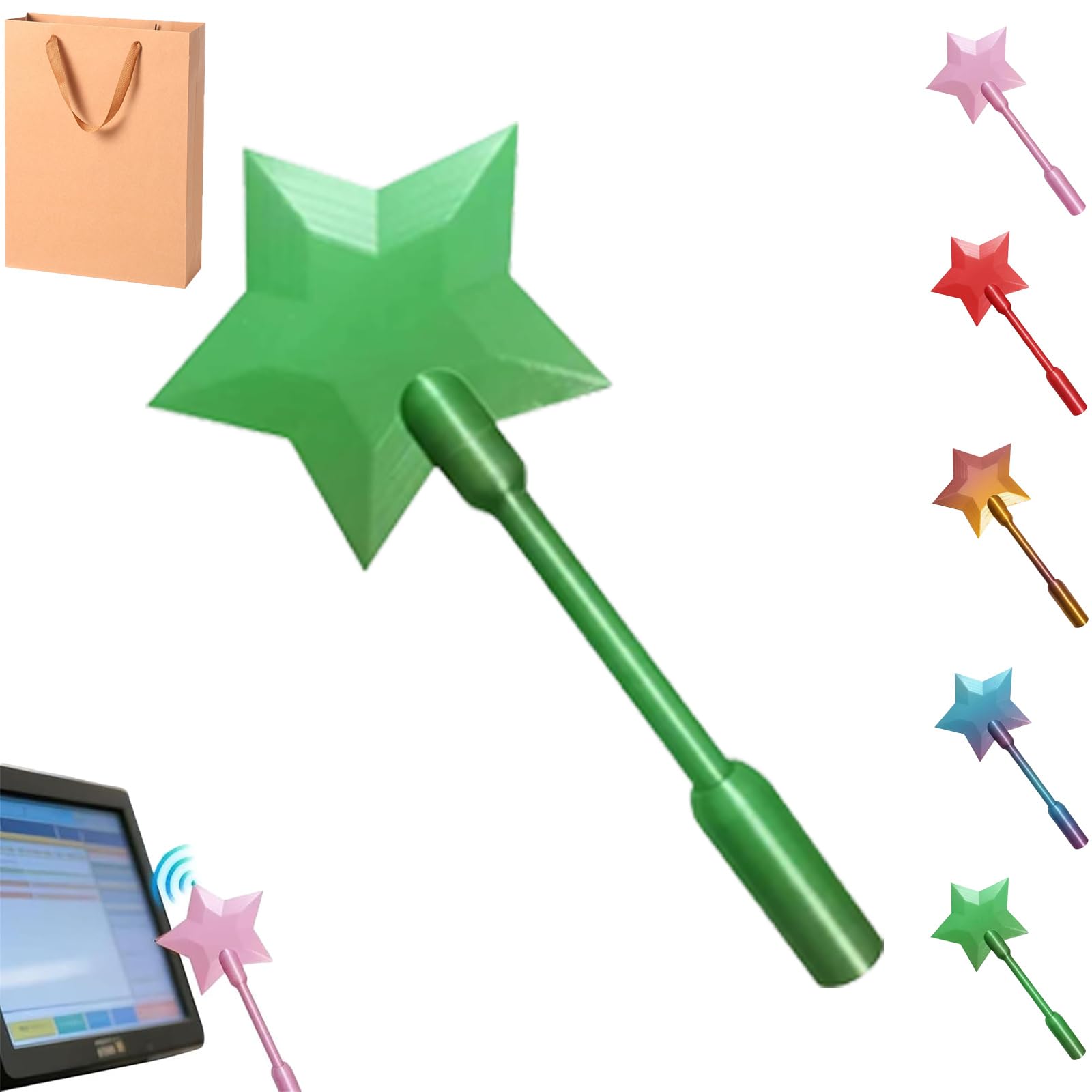 Fairy Pay Wand, Stellar Swipe - Fairy Godmother Payment Wand - 3D Printed Magic Contactless Credit Card Holder, Fairy Wand Card Holder, Tap to Pay Star Wand (Green)