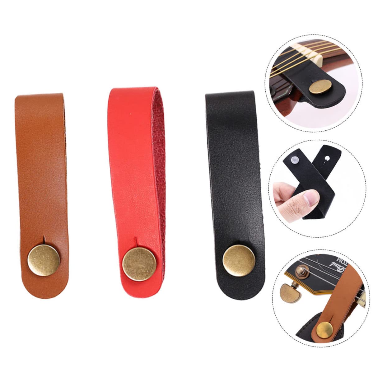 Generic Guitar Strap Headstock Loop 3 Pack Guitar Neck Strap Button Guitar Strap Lock Headstock Guitar Strap for Acoustic Guitars