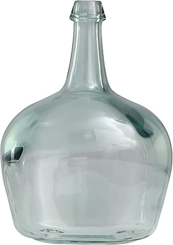 Miniatura 4 de Deco 79 Jarrón de vidrio reciclado hecho a mano español, 11 x 8 x 15 pulgadas, transparente