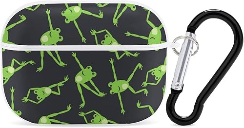 Funny Frog Doing Yoga Print Airpods Pro Funda con llavero de protección completa duradera a prueba de golpes inalámbrico funda de PC rígida para