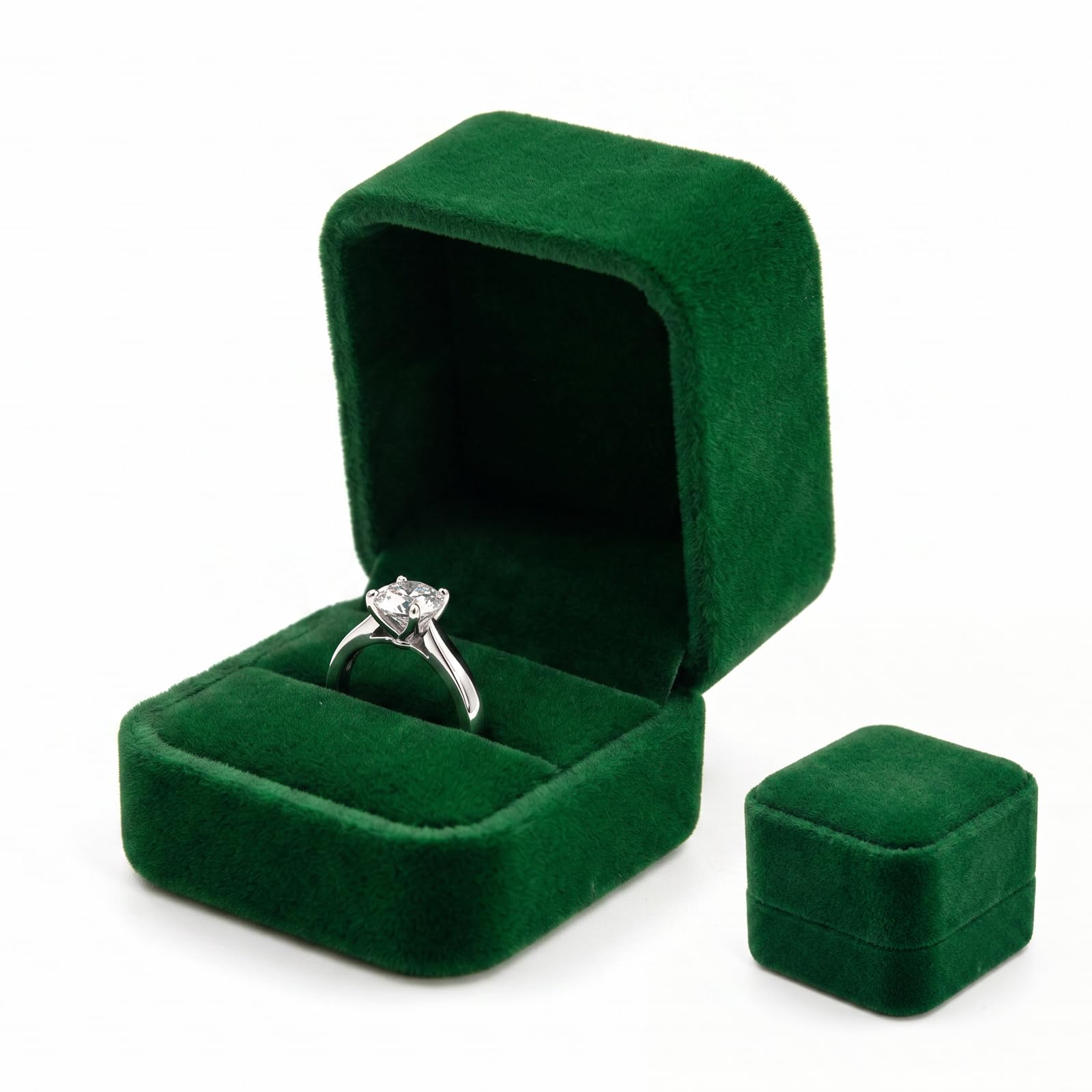 Zirax Women's Green Ring Box For Jewellery Gift, Small Engagement Ring Box For Proposal, Wedding Ceremony And Anniversary, Elegant Ring Boxes For And Men