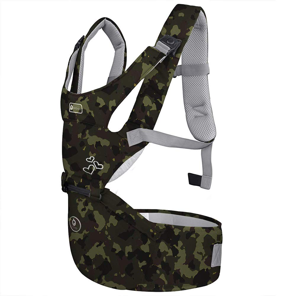 G-TreeBaby Carrier Ergonomic with Hip Seat/Pure Cotton Lightweight and Breathable/Multi Position:Dorsal, Ventral, Adjustable for Newborn and Toddler (Camouflage)