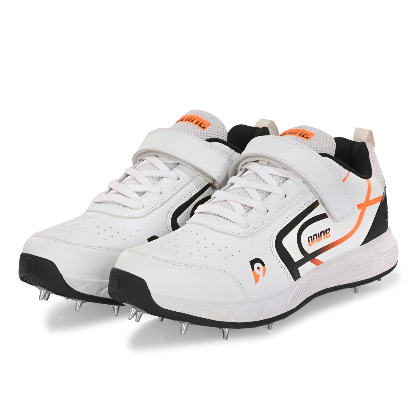 DNINE Classic Men Bowling Spikes Cricket Shoes White/Orange-picture-17