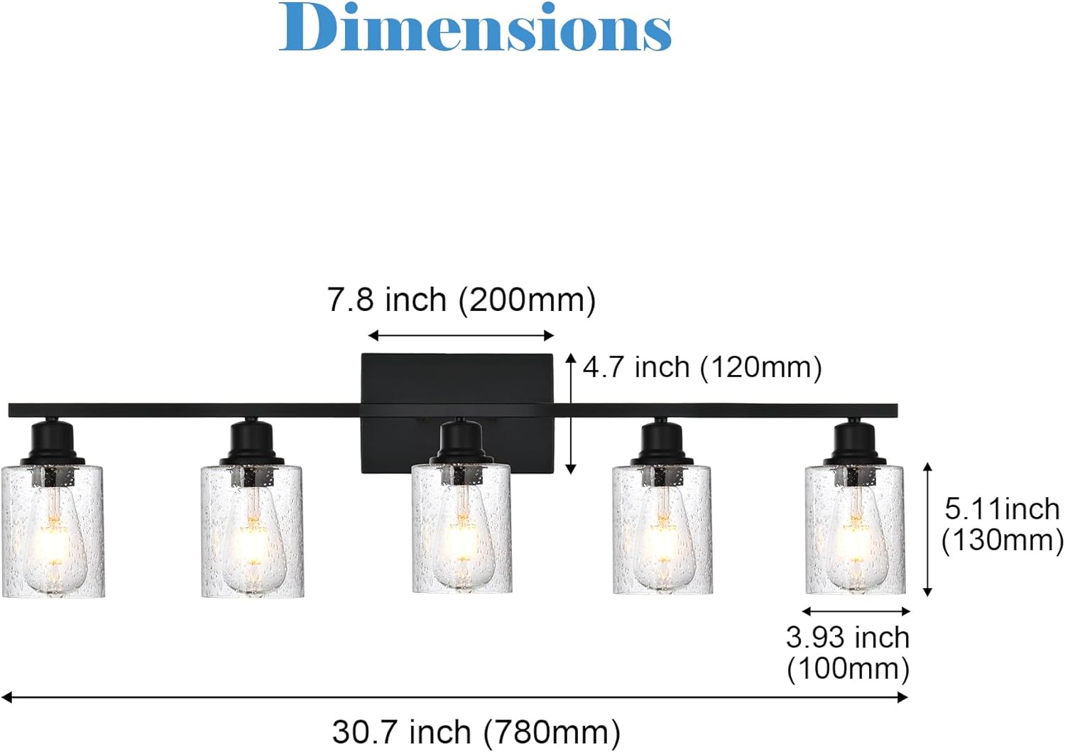 Wall Vanity Light Fixture 3 Light Black Wall Sconce Industrial Vintage with Clear Seeded Glass, Modern Bathroom Lighting Hallway Light Fixture Sconces Wall Lamp for Kitchen Bedroom