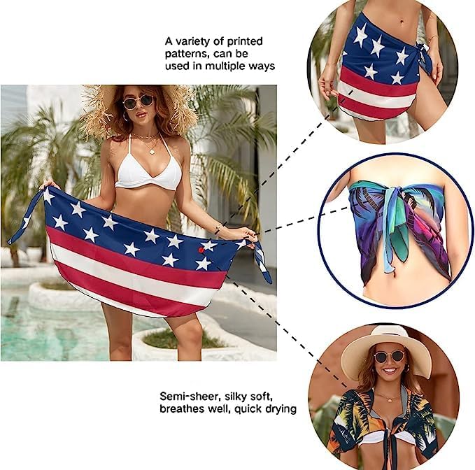 Custom Face Women's Sarongs Wrap Cover Up Tropical Flowers Pineapple Print Swimsuit Skirt Beach Bikini Cover Up Tie Side - Image 6