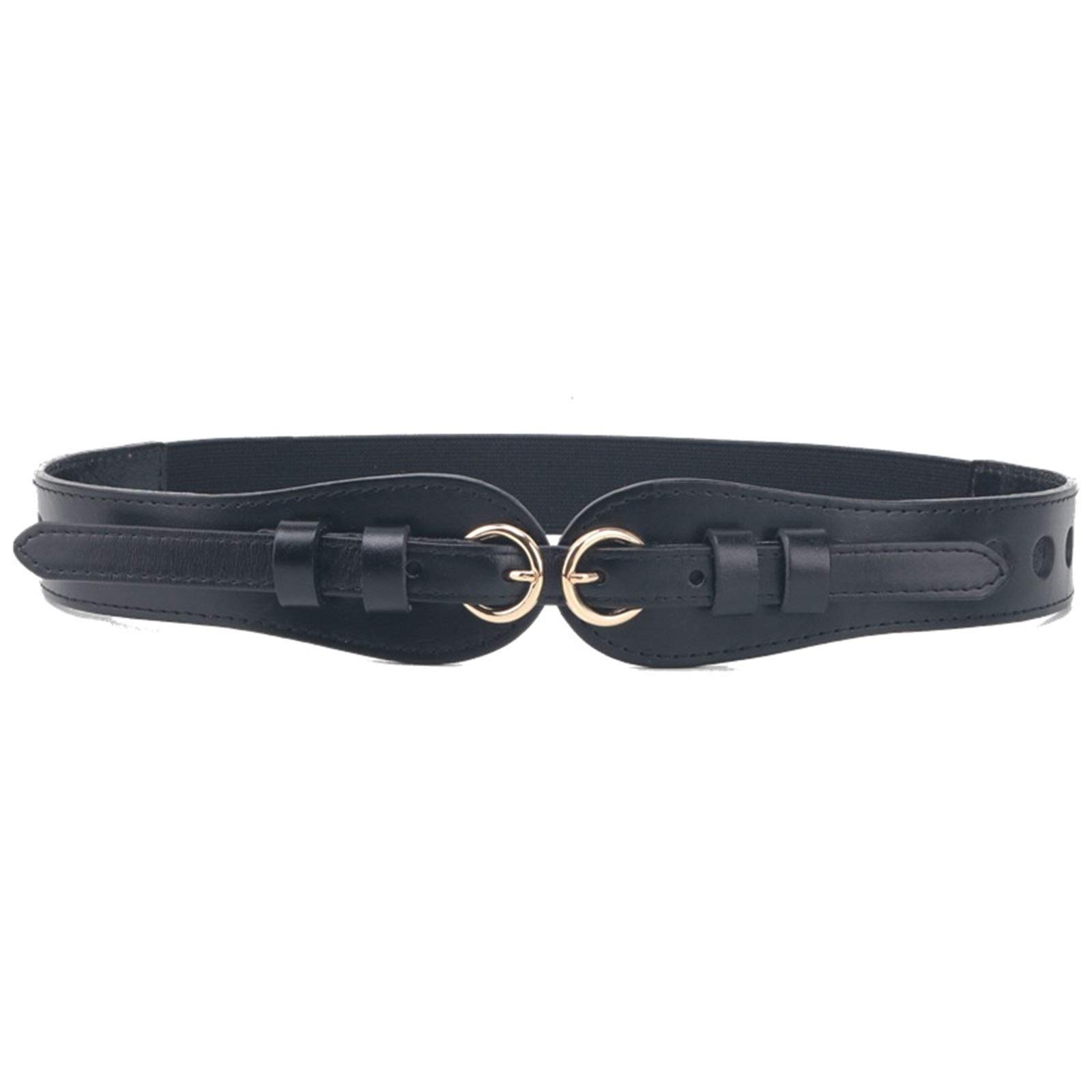 Damski pas gorsetowy Elastyczny pas dla pań Hollow Fashion Belt Podwójna klamra ze swetrem Szeroka spódnica w talii Pasek do sukienki dla pań (kolor: czerwony, rozmiar: 86 cm) (czarny 86 cm)