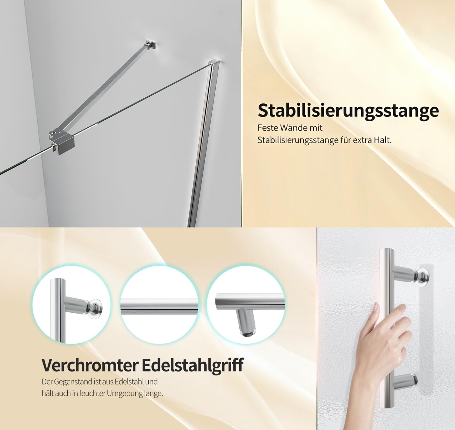 Halbrunde Duschkabine 90x90x193 cm mit Falttür Duschabtrennung Eckeinstieg