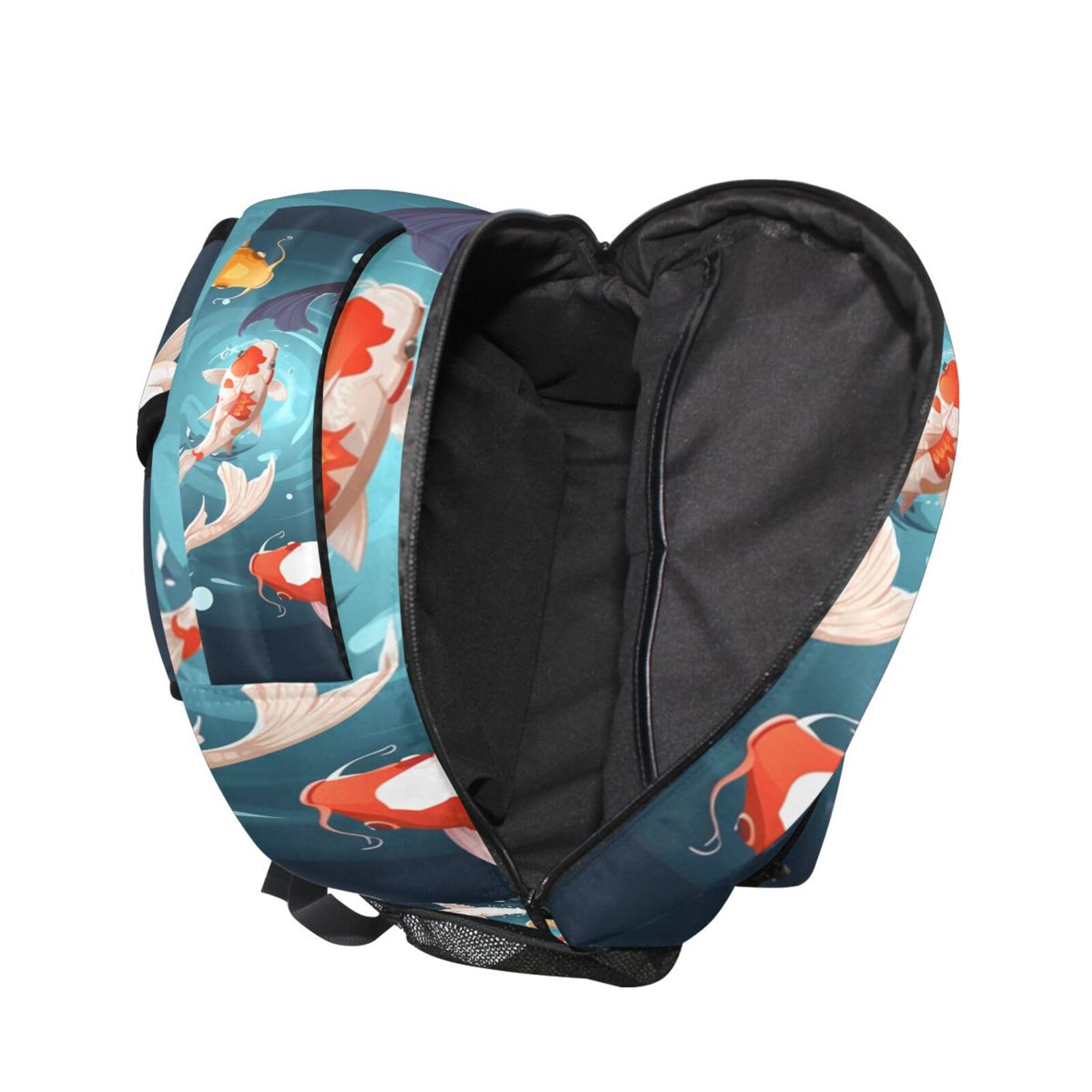Pesce Koi Colorato Nuoto Acqua Circolare Zaino Scolastico per Ragazzi Ragazze,Borse per Libri e Studenti Alla Moda