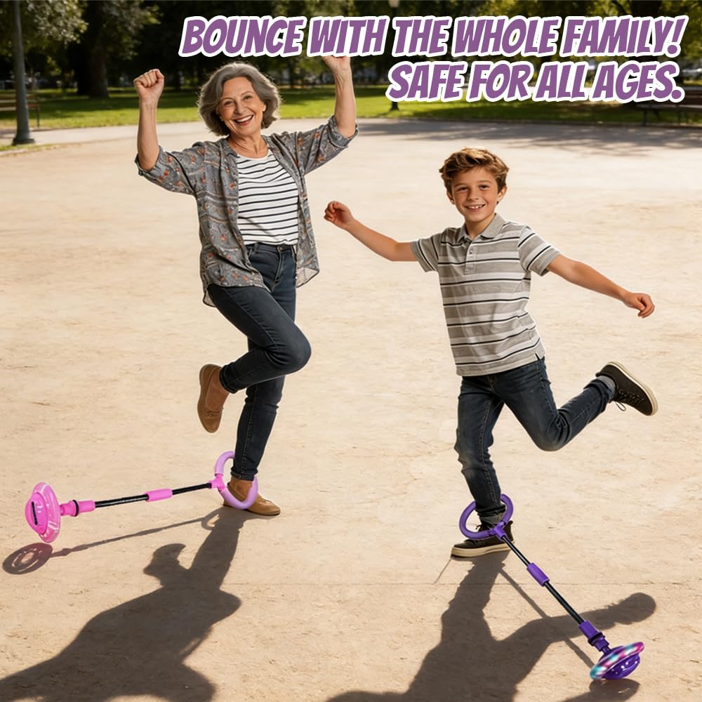 Anyingkai Blinkender Springring Fußkreisel mit Zähler, Swing Wheel mit Lichtrad, Blinkender Sprungball,Faltbarer Ankle Skip Ball,Jumping Ball and Skipping Rope,Sport Sprung (Lila-B)