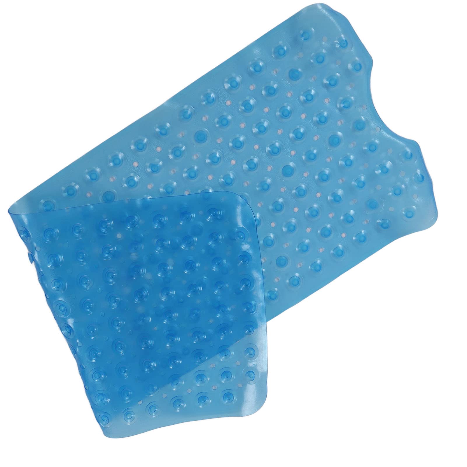 Tapis de Bain, Tapis de Sol 100 x 40 cm, PVC Super épais, Doux, Flexible, antidérapant, Ventouse, Massage aux Galets, antibactérien, Facile à Nettoyer, pour Salle de (Bleue)