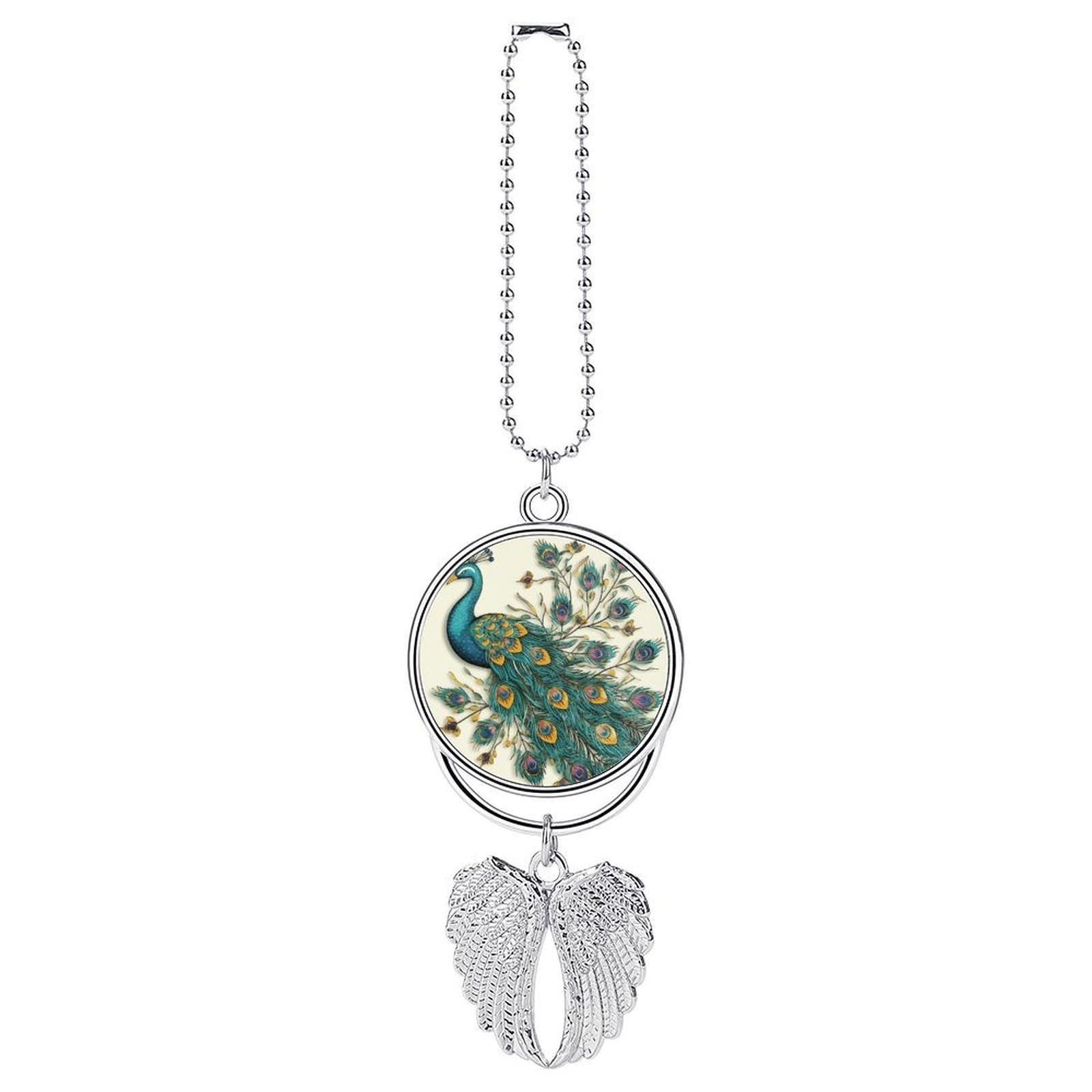 Peacock Pattern Car Pendant Hanging Swing Auto Rear View Mirror Hanging Car Rear View Mirror Charm Truck Hanger Ornament Charm for Car Rear View Mirrors Accessories