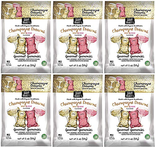 Project 7 Champagne Dreams Brut and Rose Gourmet Gummies - Non-Alcoholic, No Artificial Colors, Flavors or Preservatives - Pack of 6