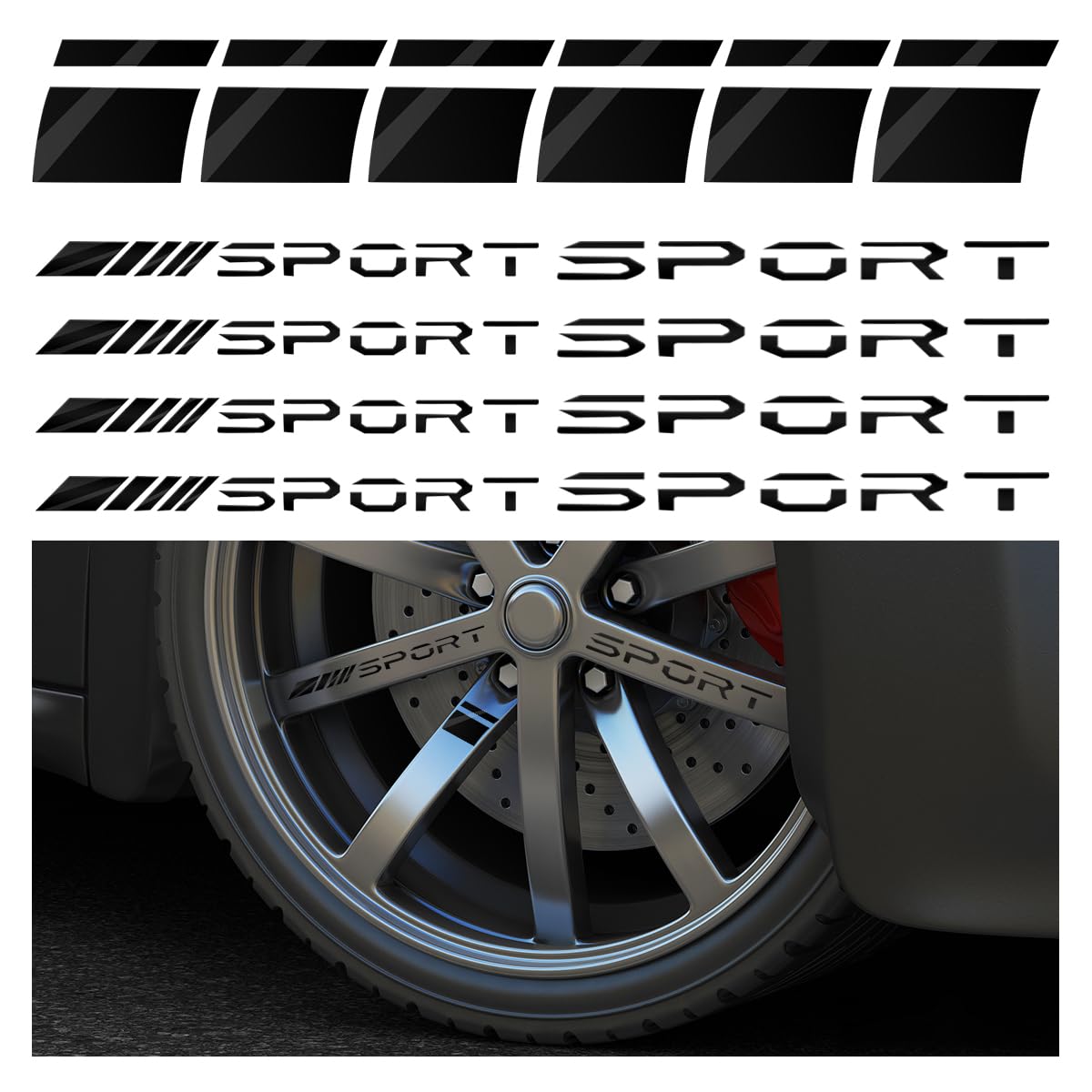 Ziciner14 Pcs Car Decal Stickers, Auto Sport Emblem Reflective Stickers, Racing Sport Logo Waterproof Decals for Car Truck Wheel Rim Stripe Rear Bumper and Mirror Laptop Decoration (Black)